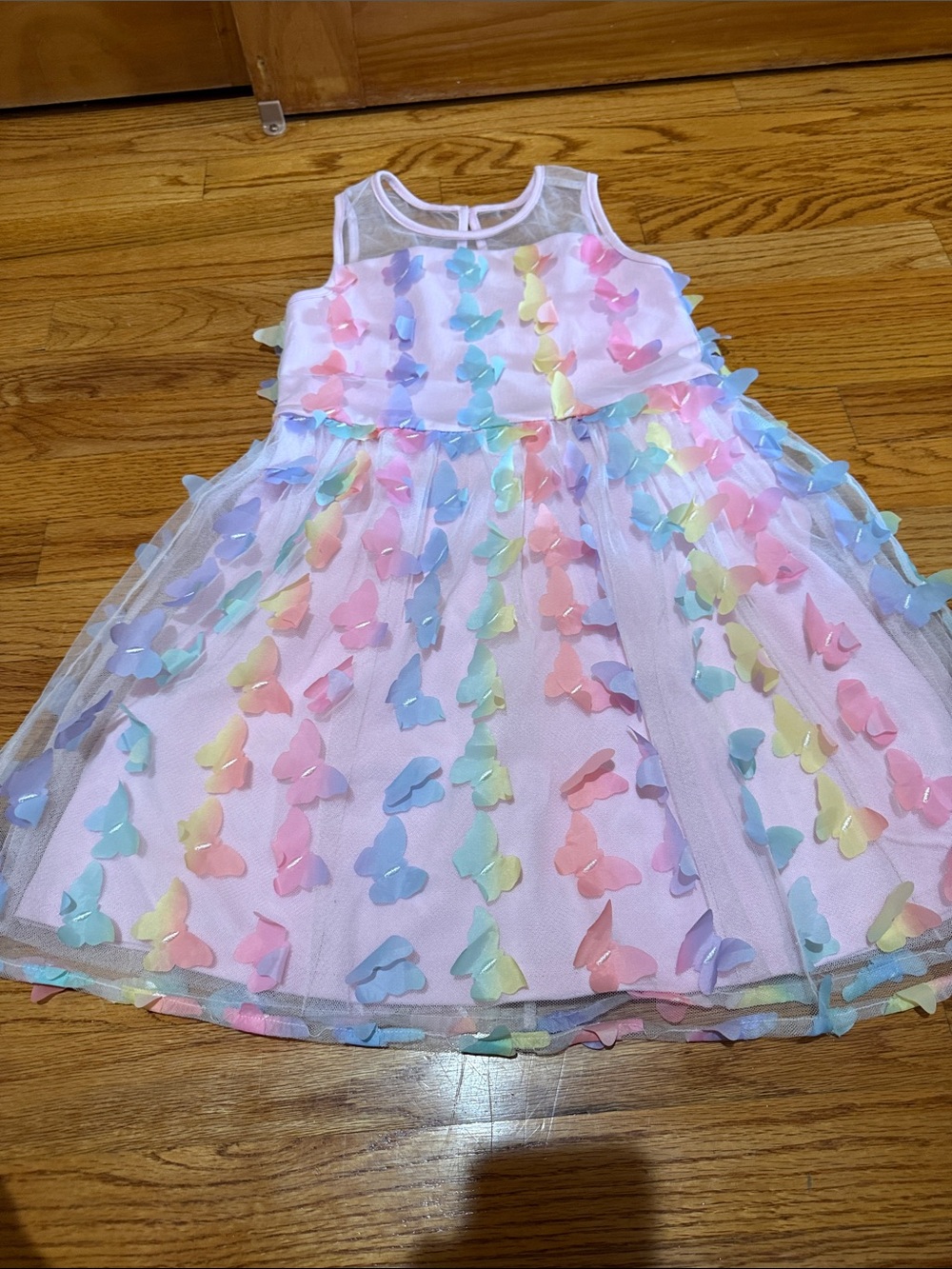 The Children's Place White Tulle Dress with Pastel Butterfly Appliqués
